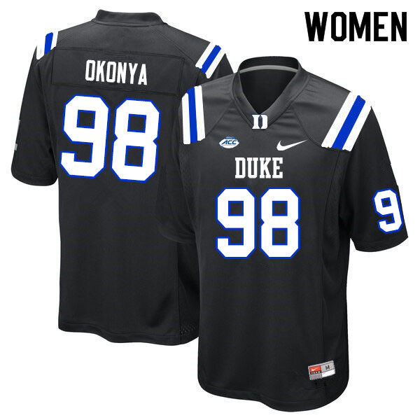 Women #98 Chidi Okonya Duke Blue Devils College Football Jerseys Sale-Black